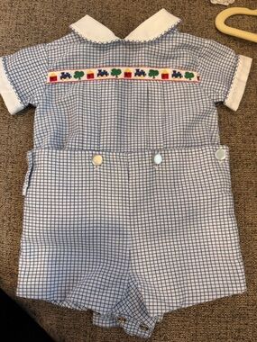 C.I. Castro Blue and White Windowpane Button-Front Top